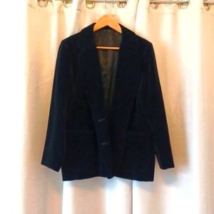 Vintage Velvet Jacket - Black Velvet Blazer - Oversized